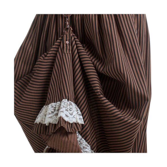 Banned Apparel Brown Long Maxi Black Striped Steampunk Corset Dress - 2XL - Picture 9 of 11